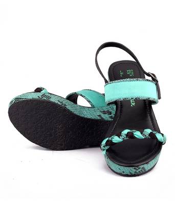 Celeste blue genuine leather footwear 3