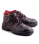 Black and red split leather footwear