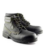 Black and yellow split leather footwear