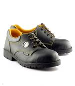 Black and yellow split leather footwear