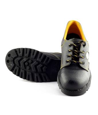 Black and yellow split leather footwear 3