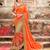 Orange and Beige printed art silk saree with blouse