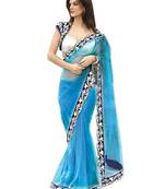 navy blue  plain net saree With Blouse