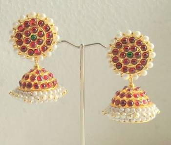 Beautiful Gold Plated Kemptemple Jhumkka  Dj15816 1
