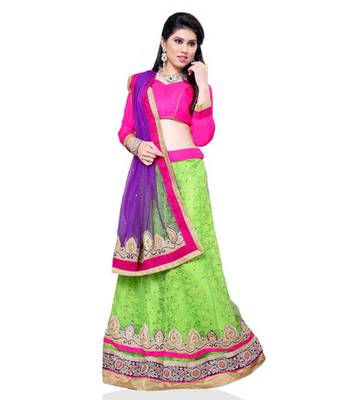 Green Jacquard Embroidered Lehenga Choli 1