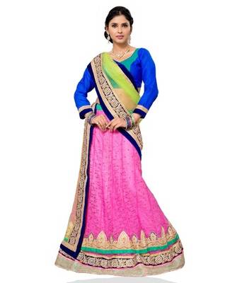 Pink Jacquard Embroidered Lehenga Choli 1