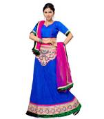 Blue Jacquard Embroidered Lehenga Choli