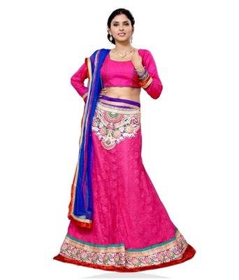 Pink Jacquard Embroidered Lehenga Choli 2