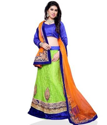 Green Jacquard Embroidered Lehenga Choli 1