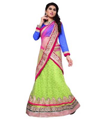 Green Jacquard Embroidered Lehenga Choli 1