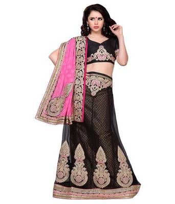 Black Jacquard Embroidered Lehenga Choli 1