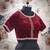 Maroon velvet handwork semi and stitched blouse