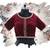 Maroon velvet handwork semi and stitched blouse