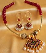 Beautiful Hamdnade Temple Necklace Set