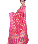 pink embroidered cotton saree With Blouse