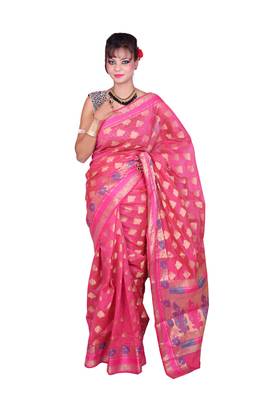 pink embroidered cotton saree With Blouse 2