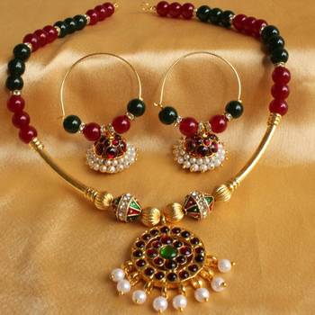 Beautiful Unique Temple Jewel Necklace Set 1