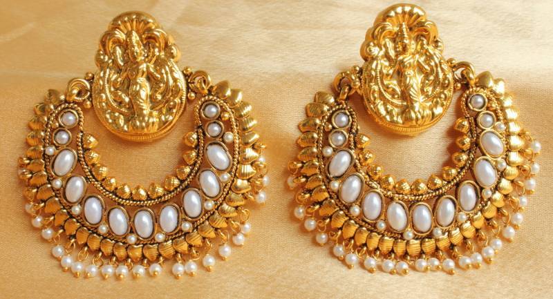 Gorgeous Huge Antique Ram Leela Pearl Earrings DREAMJWELL 132541