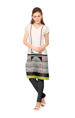 Off white faux crepe printed kurti 1