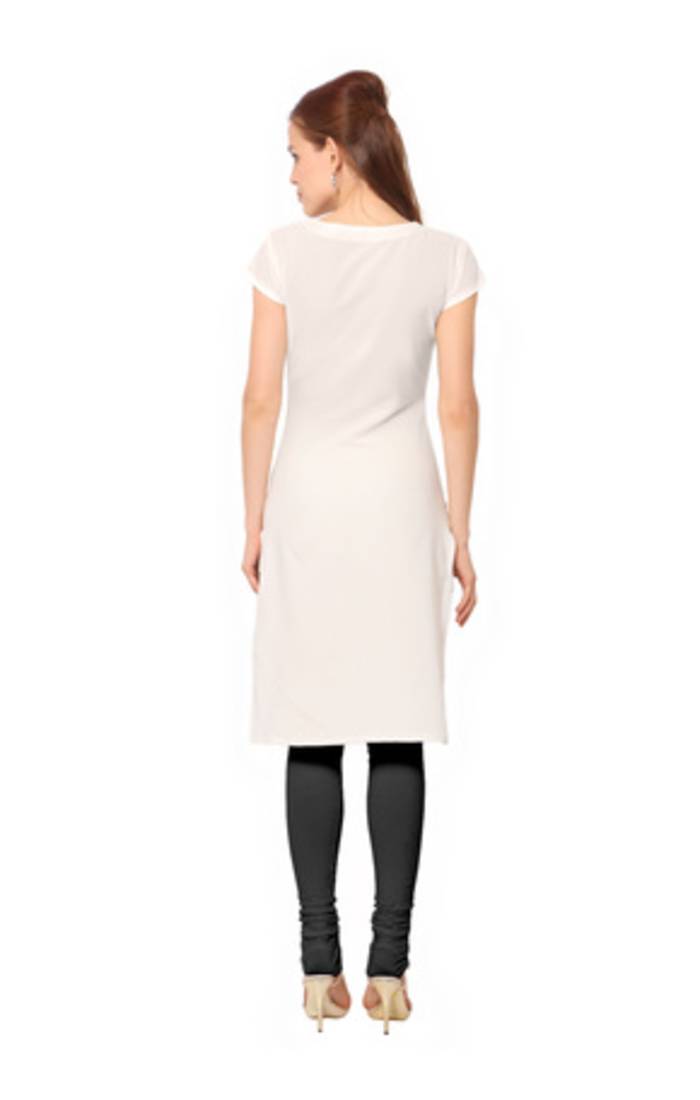 Off white faux crepe printed kurti