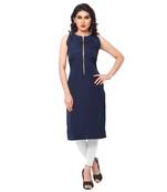 Blue faux crepe printed kurti