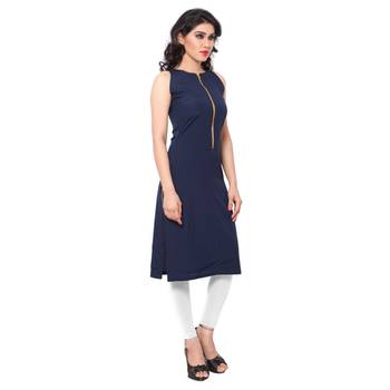 Blue faux crepe printed kurti 2