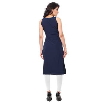 Blue faux crepe printed kurti 3