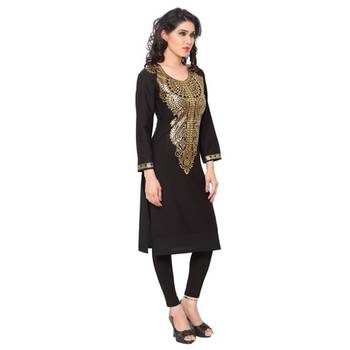 Black faux crepe printed kurti 2