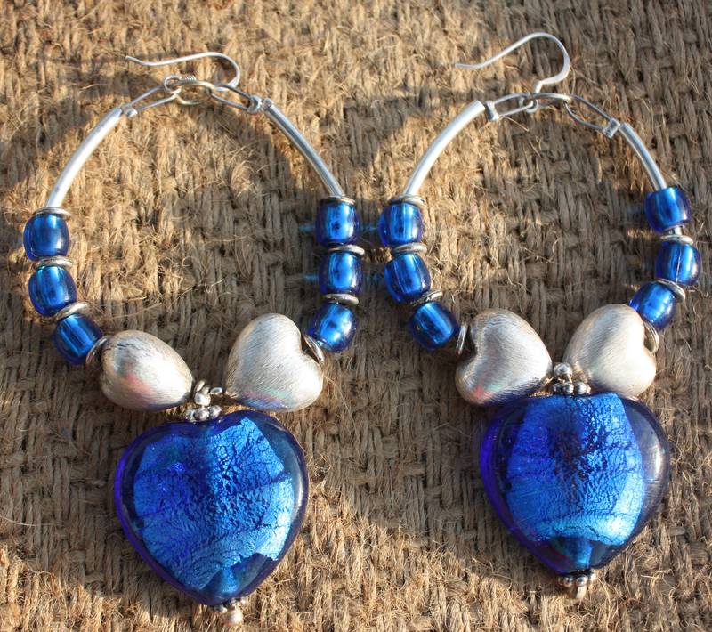 Sterling silver and Electric Blue hoops.