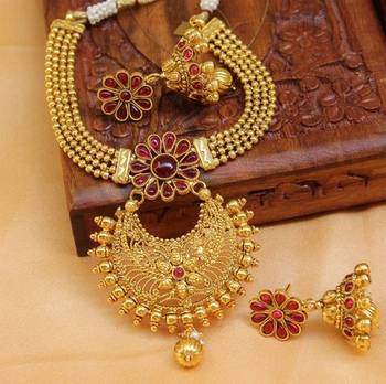 Pink Gold Plated Agate Necklace Sets 1