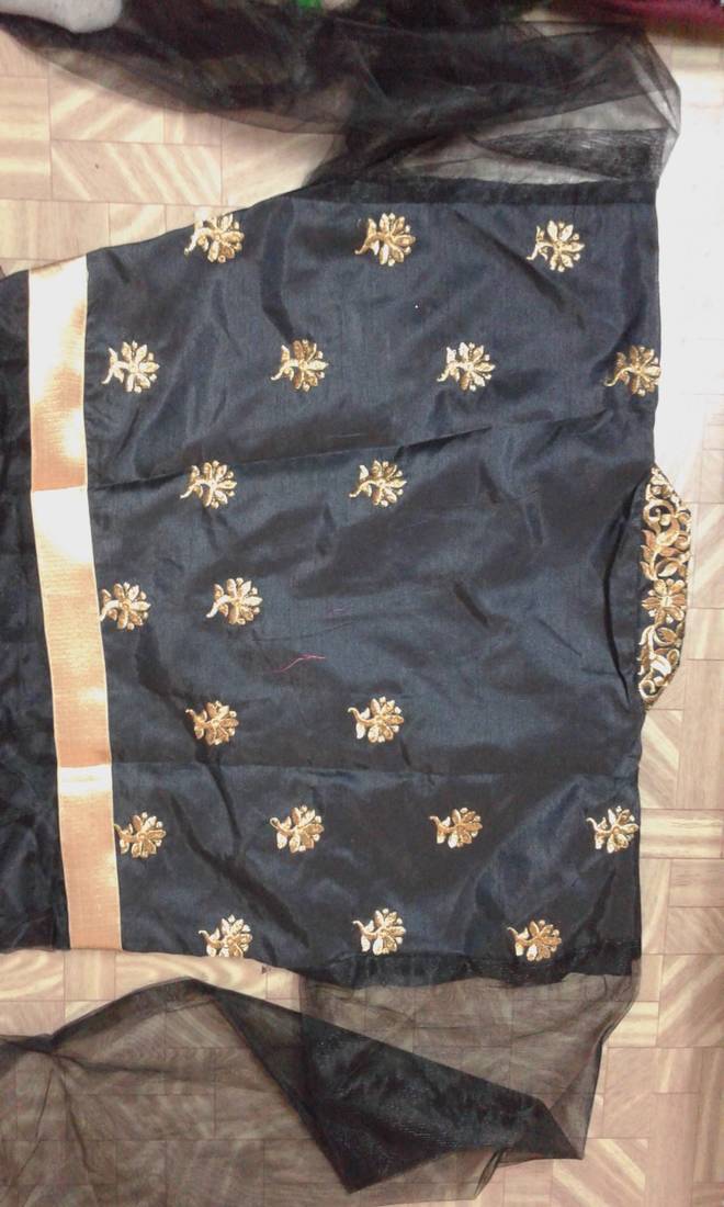 Black with Embroidery Patch work Deepika padukon Net suit