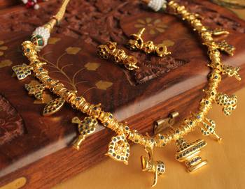Beautiful Ad Stone Blue Shiva Necklace Set 1