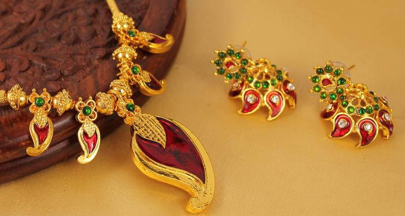 Beautiful Mango Kerala Design Necklace Set