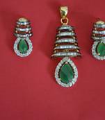 CZ pendant set with green onyx