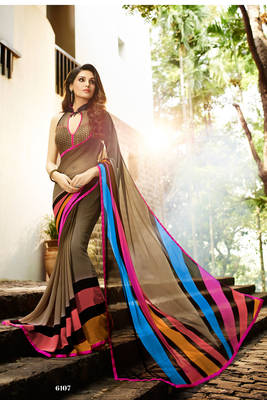 multicolor printed georgette saree With Blouse 1