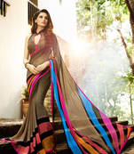 multicolor printed georgette saree With Blouse
