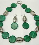 Green malachite beaded jewellery necklace sets