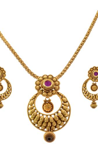 JFL - Radiant & Ravishing One Gram Gold Plated Pendant Set