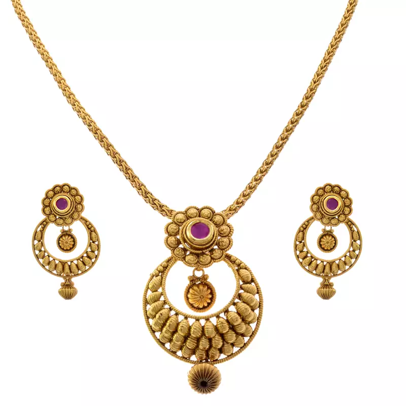 JFL - Radiant & Ravishing One Gram Gold Plated Pendant Set