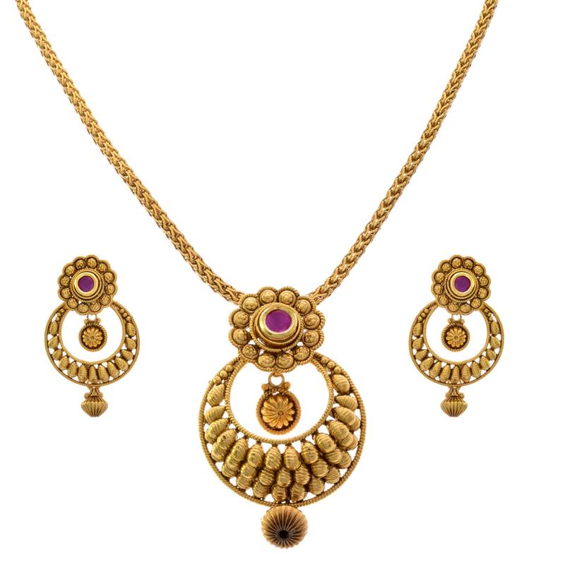 JFL - Radiant & Ravishing One Gram Gold Plated Pendant Set