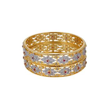 Gold Cubic Zirconia American Diamonds Bangles And Bracelets 1