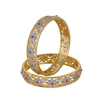 Gold Cubic Zirconia American Diamonds Bangles And Bracelets 2