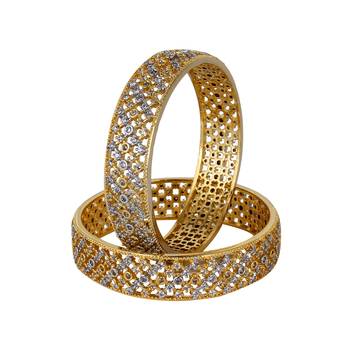 Gold Cubic Zirconia American Diamonds Bangles And Bracelets 1