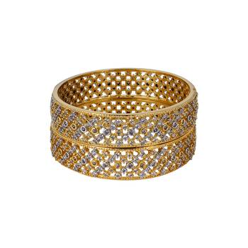Gold Cubic Zirconia American Diamonds Bangles And Bracelets 2