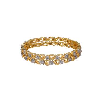 Gold Cubic Zirconia American Diamonds Bangles And Bracelets 2