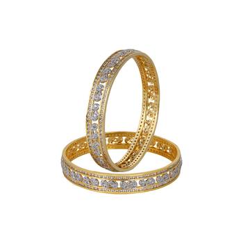 Gold Cubic Zirconia American Diamonds Bangles And Bracelets 2