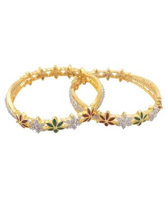 Gold Cubic Zirconia American Diamonds Bangles And Bracelets 1