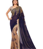 Beige Printed georgette saree With Blouse