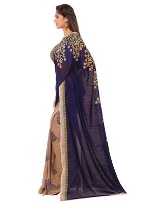 Beige Printed georgette saree With Blouse 2