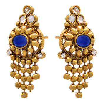 JFL - Traditional, Ethnic, Antique Multi Strand  Bead Stone & Austrian Diamond One Gram Gold Plated Long Necklace Set  2